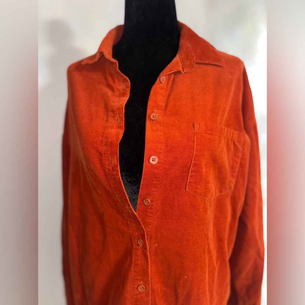 orange corduroy button up size S